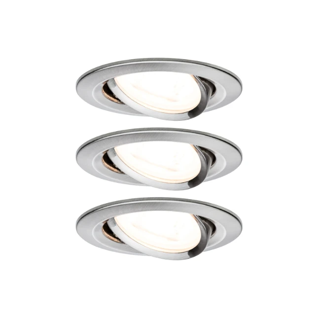 Paulmann LED-inbouwspot Nova 6,5W GU10 staal O84mm - 3-spots