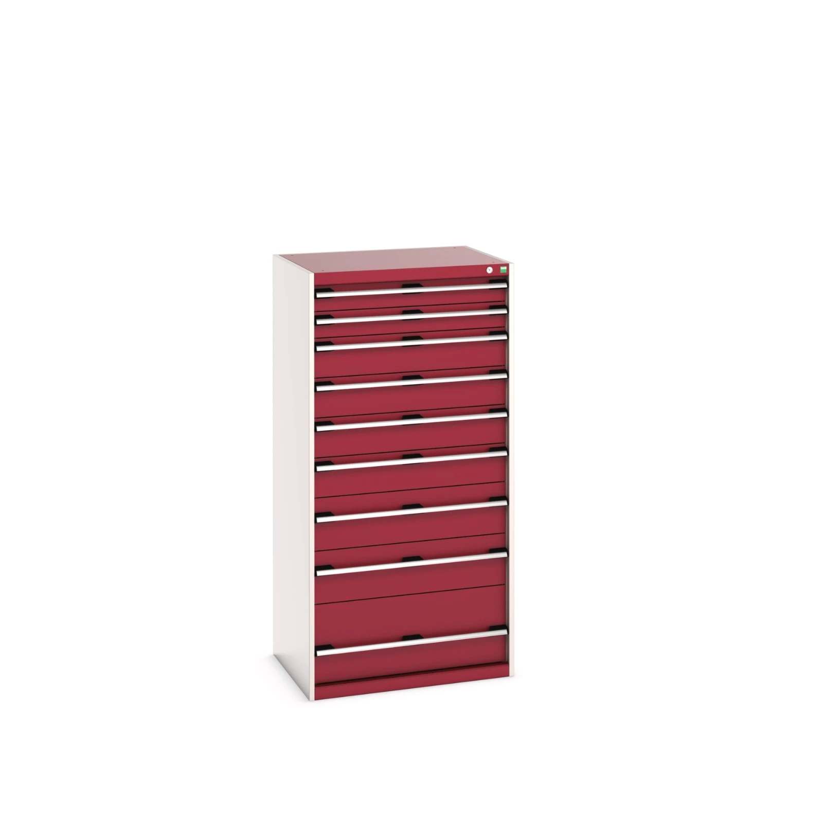 bott Cubio schuifladenkast hoogte 1600 mm 9 laden RAL 3004