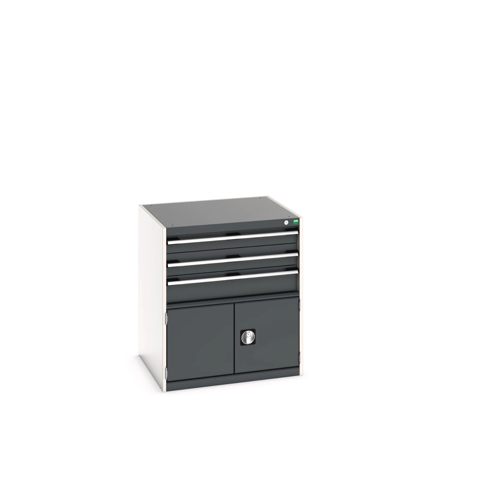 bott Cubio schuifladenkast 1 deur 3 laden hoogte 900 mm RAL 7016