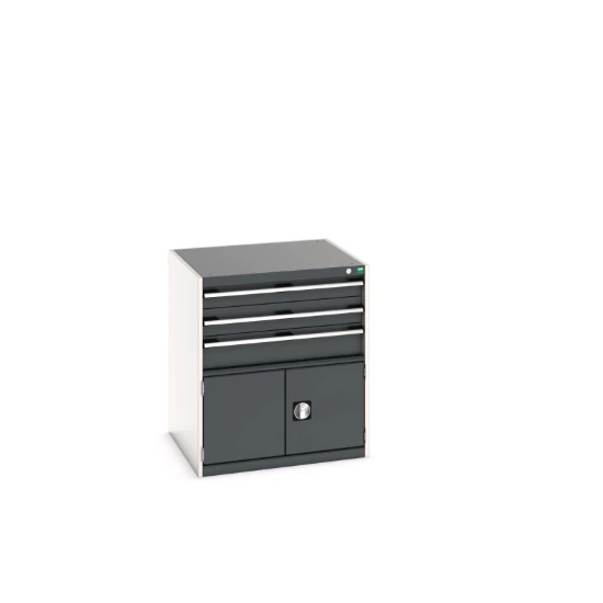bott Cubio schuifladenkast 1 deur 3 laden hoogte 900 mm RAL 7016