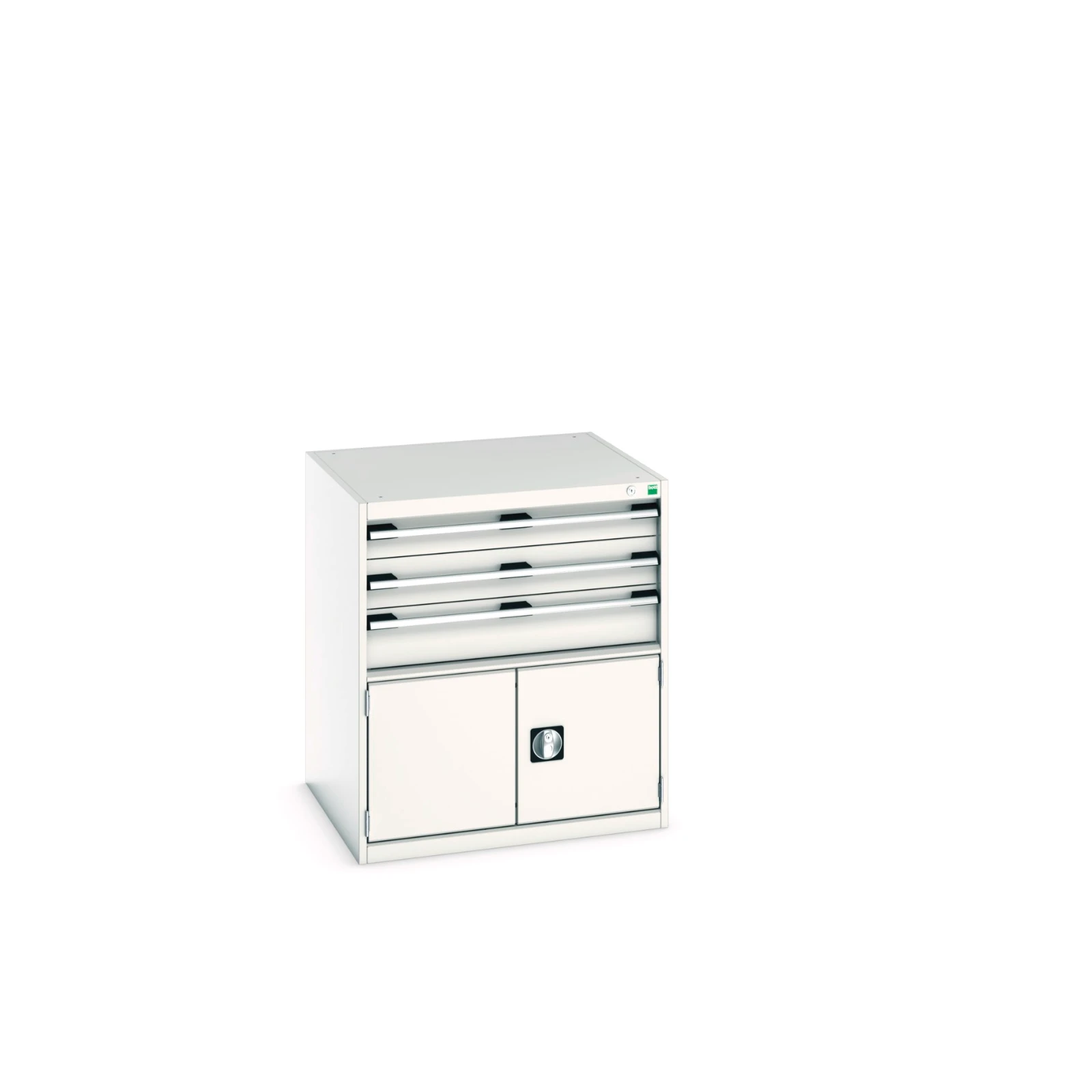bott Cubio schuifladenkast 1 deur 3 laden hoogte 900 mm RAL 7035