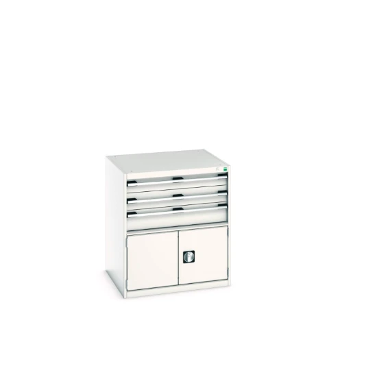 bott Cubio schuifladenkast 1 deur 3 laden hoogte 900 mm RAL 7035