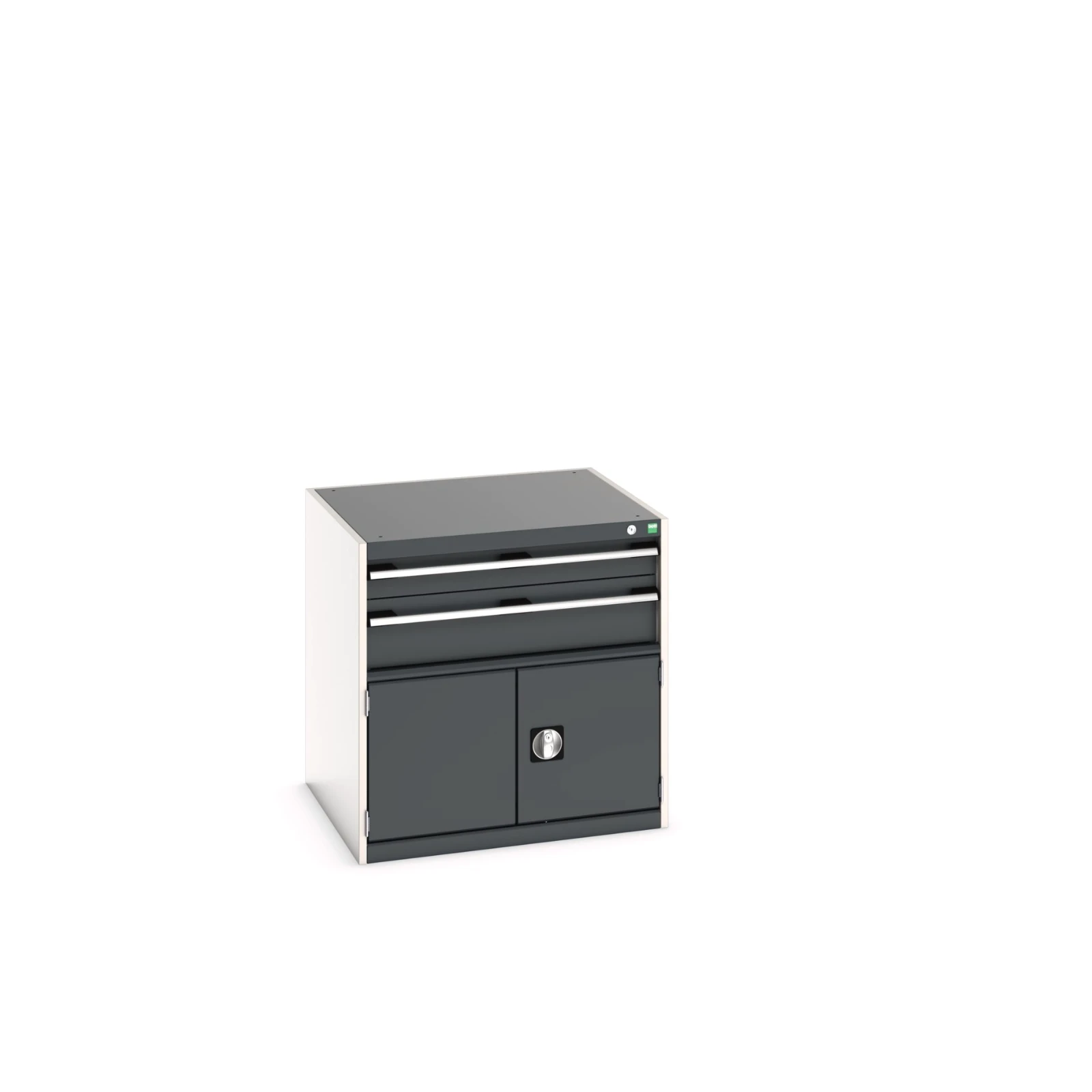 bott Cubio schuifladenkast 1 deur 2 laden hoogte 800 mm RAL 7016
