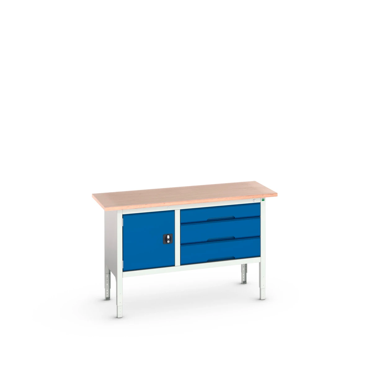 bott Verso verstelbare werkbank 1500x600x830-930mm 3 laden 1 deur Multiplex RAL 5010