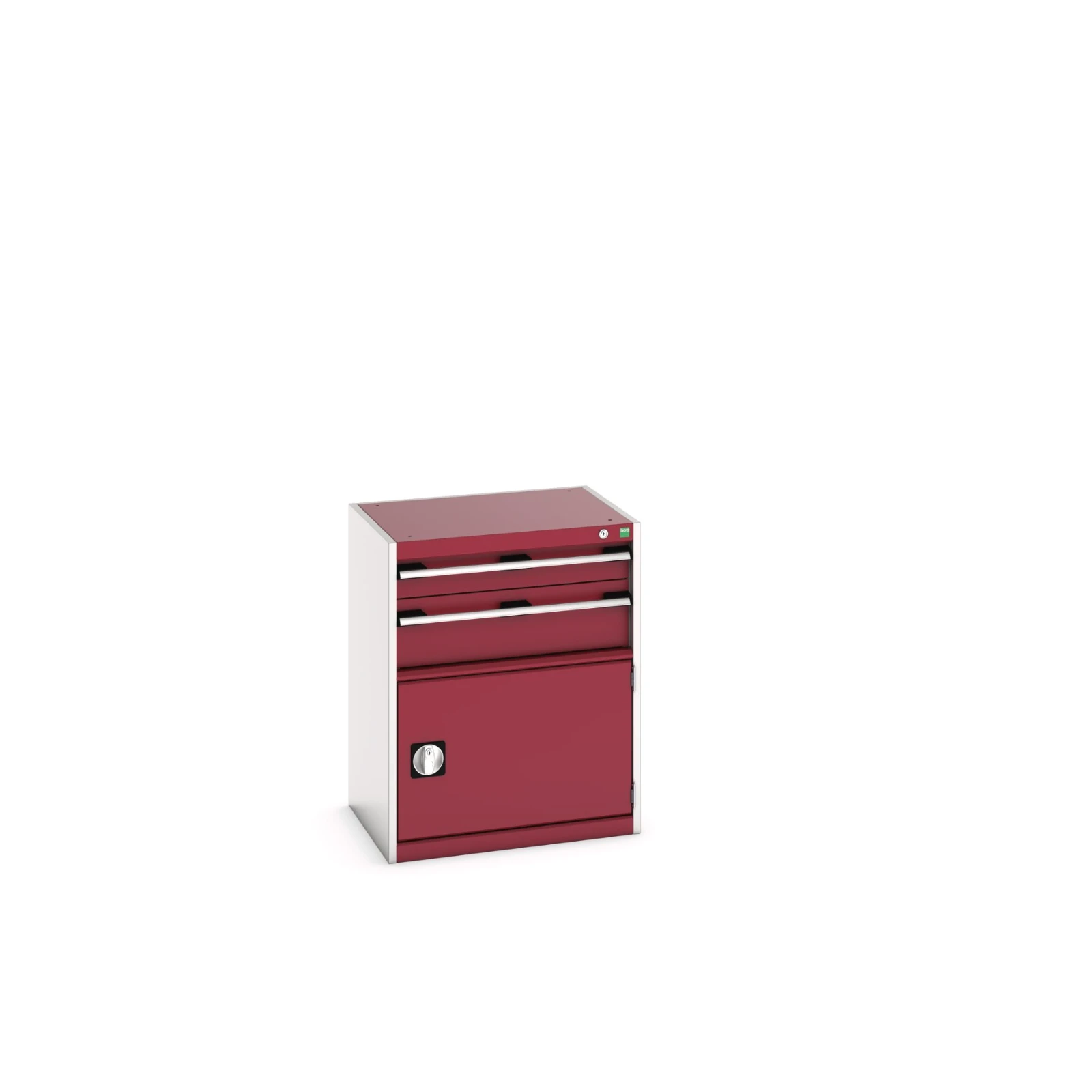 bott Cubio schuifladenkast hoogte 800 mm 2 schuifladen + deur RAL 3004