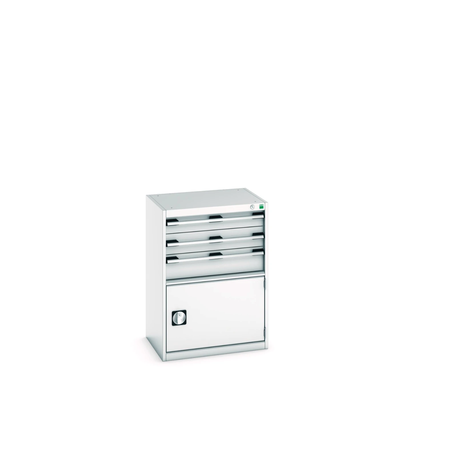 bott Cubio schuifladenkast hoogte 900 mm 3 laden + deur RAL 7035
