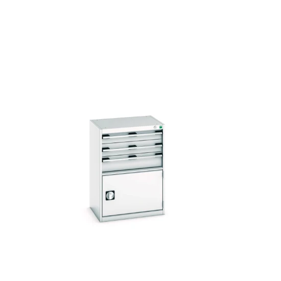bott Cubio schuifladenkast hoogte 900 mm 3 laden + deur RAL 7035