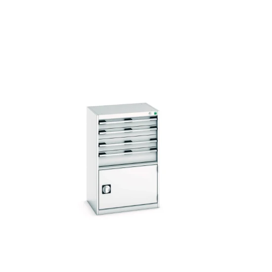 bott Cubio schuifladenkast hoogte 1000 mm 4 laden + deur RAL 7035