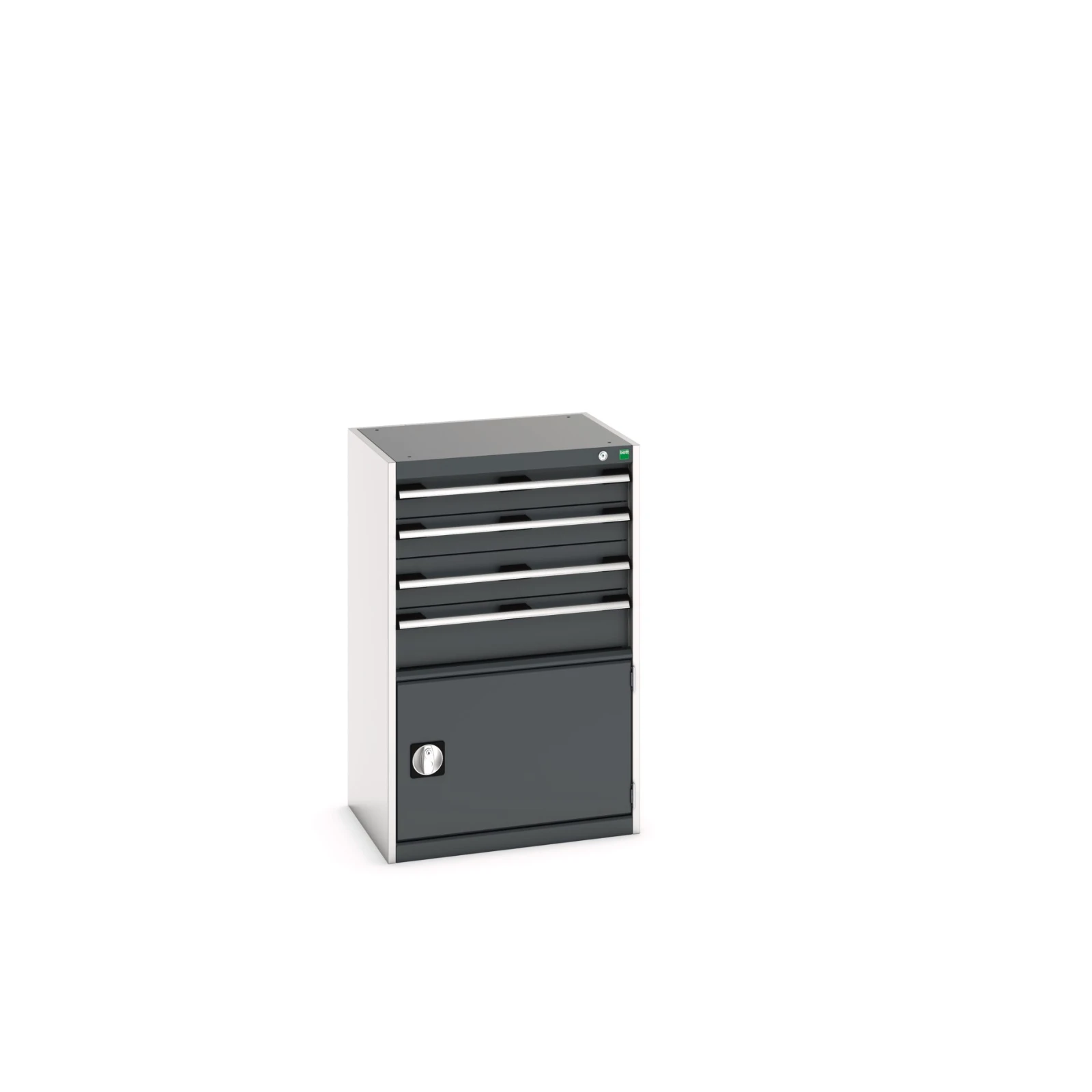 bott Cubio schuifladenkast hoogte 1000 mm 4 laden + deur RAL 7016