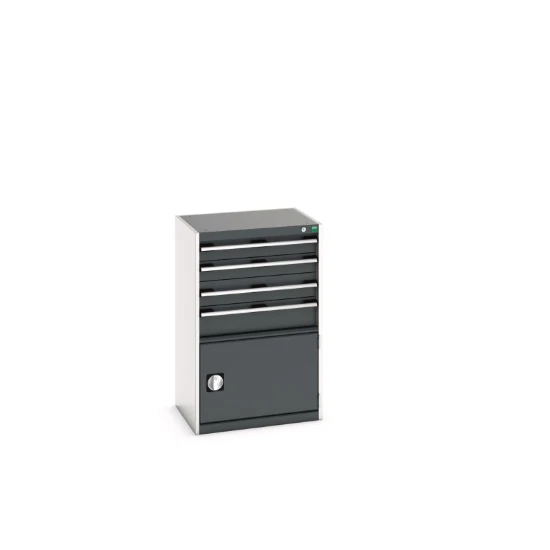 bott Cubio schuifladenkast hoogte 1000 mm 4 laden + deur RAL 7016