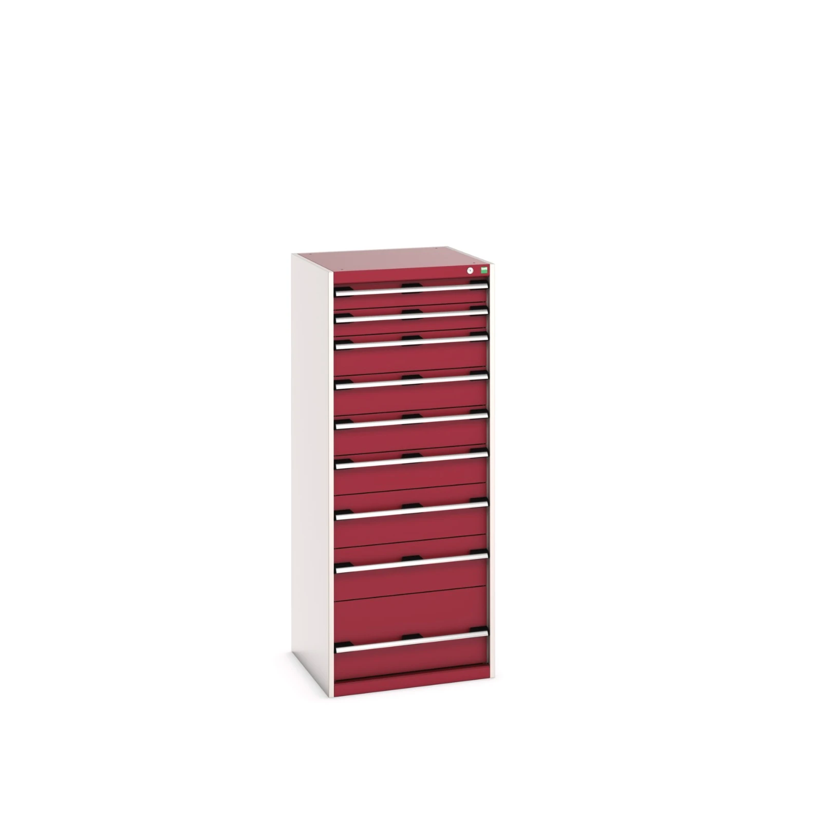 bott Cubio schuifladenkast hoogte 1600 mm 9 laden RAL 3004