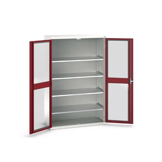 bott Verso systeemkast 1300x550x2000mm 4 legborden 2 raamdeuren RAL 3004