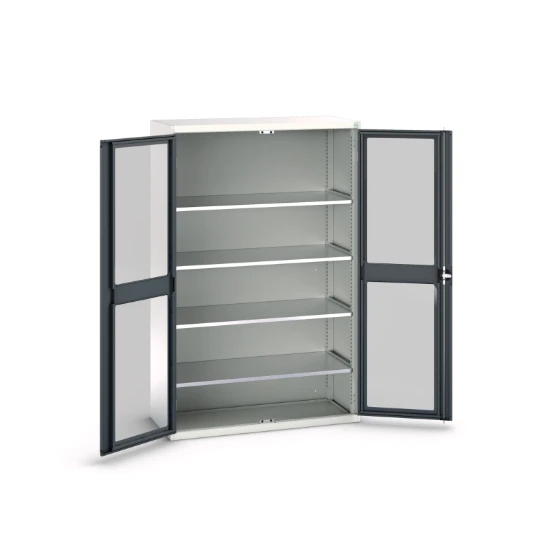 bott Verso systeemkast 1300x550x2000mm 4 legborden 2 raamdeuren RAL 7016