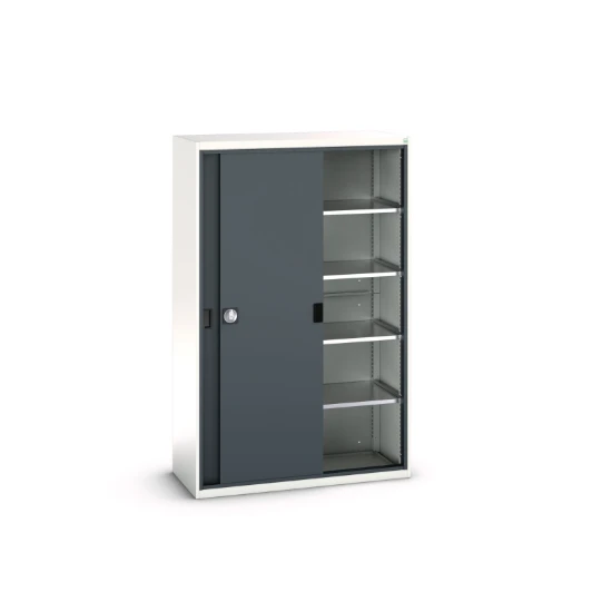 bott Verso systeemkast 1300x550x2000mm 4 legborden 2 schuifdeuren RAL 7016
