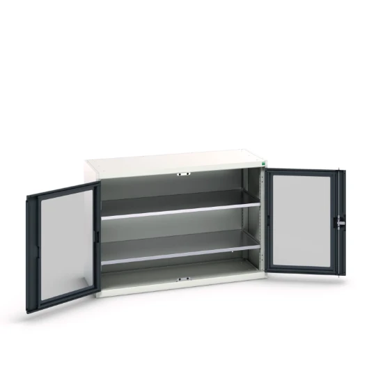 bott Verso systeemkast 1300x550x900mm 2 legborden 2 raamdeuren RAL 7016