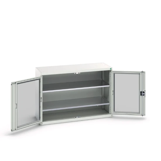 bott Verso systeemkast 1300x550x900mm 2 legborden 2 raamdeuren RAL 7035