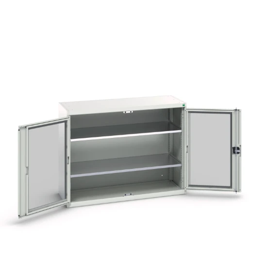 bott Verso systeemkast 1300x550x1000mm 2 legborden 2 raamdeuren RAL 7035