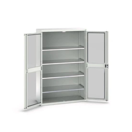 bott Verso systeemkast 1300x550x2000mm 4 legborden 2 raamdeuren RAL 7035