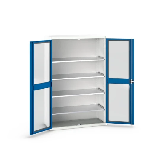bott Verso systeemkast 1300x550x2000mm 4 legborden 2 raamdeuren RAL 5010