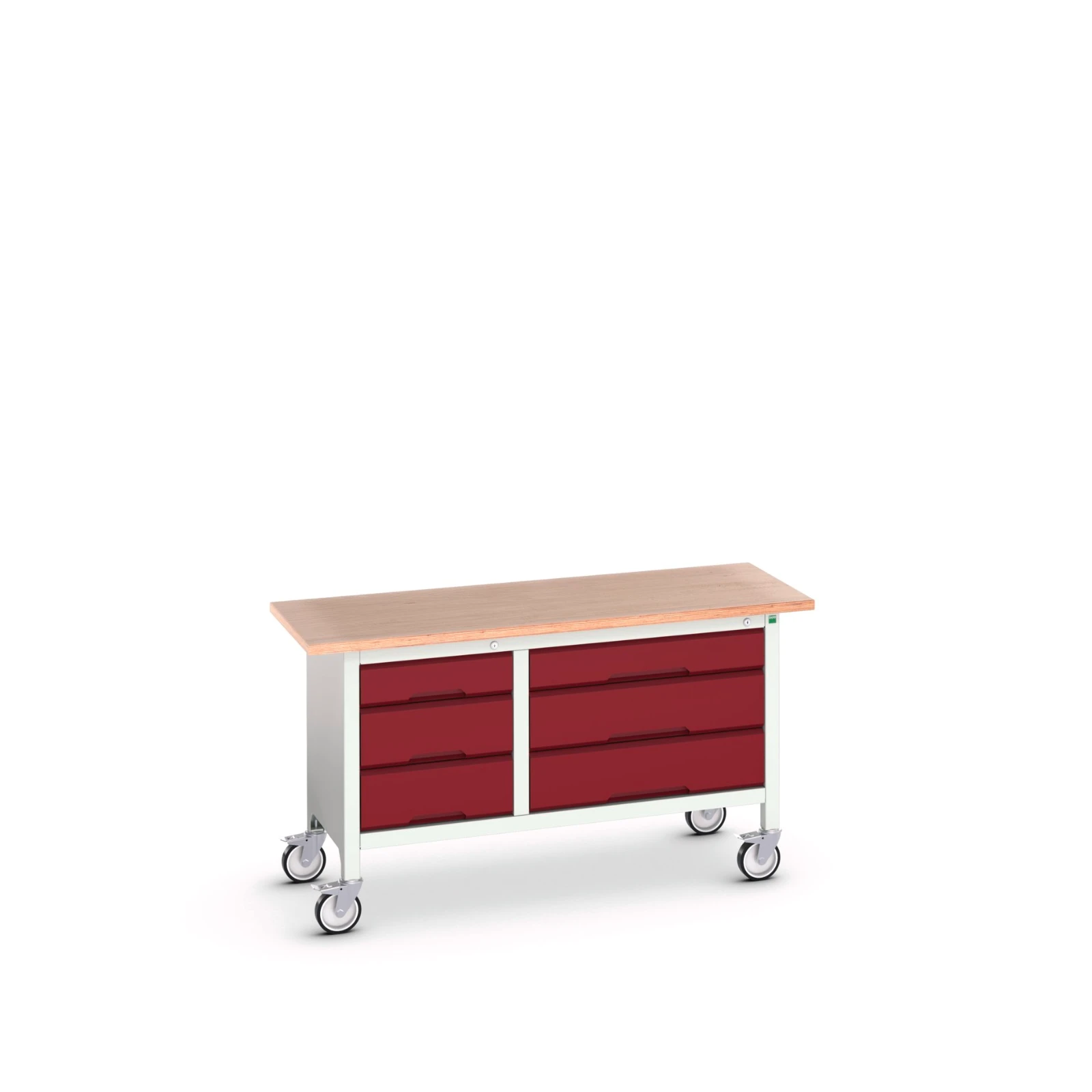 bott Verso verrijdbare werkbank 1500x600x830mm 6 laden Multiplex RAL 3004