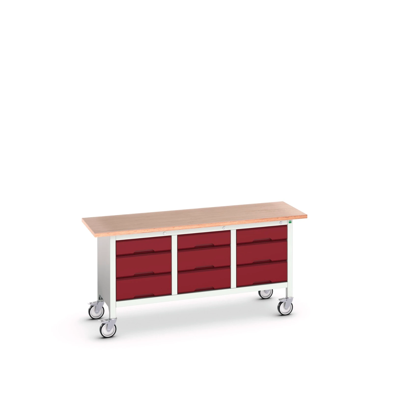 bott Verso verrijdbare werkbank 1750x600x830mm 9 laden Multiplex RAL 3004