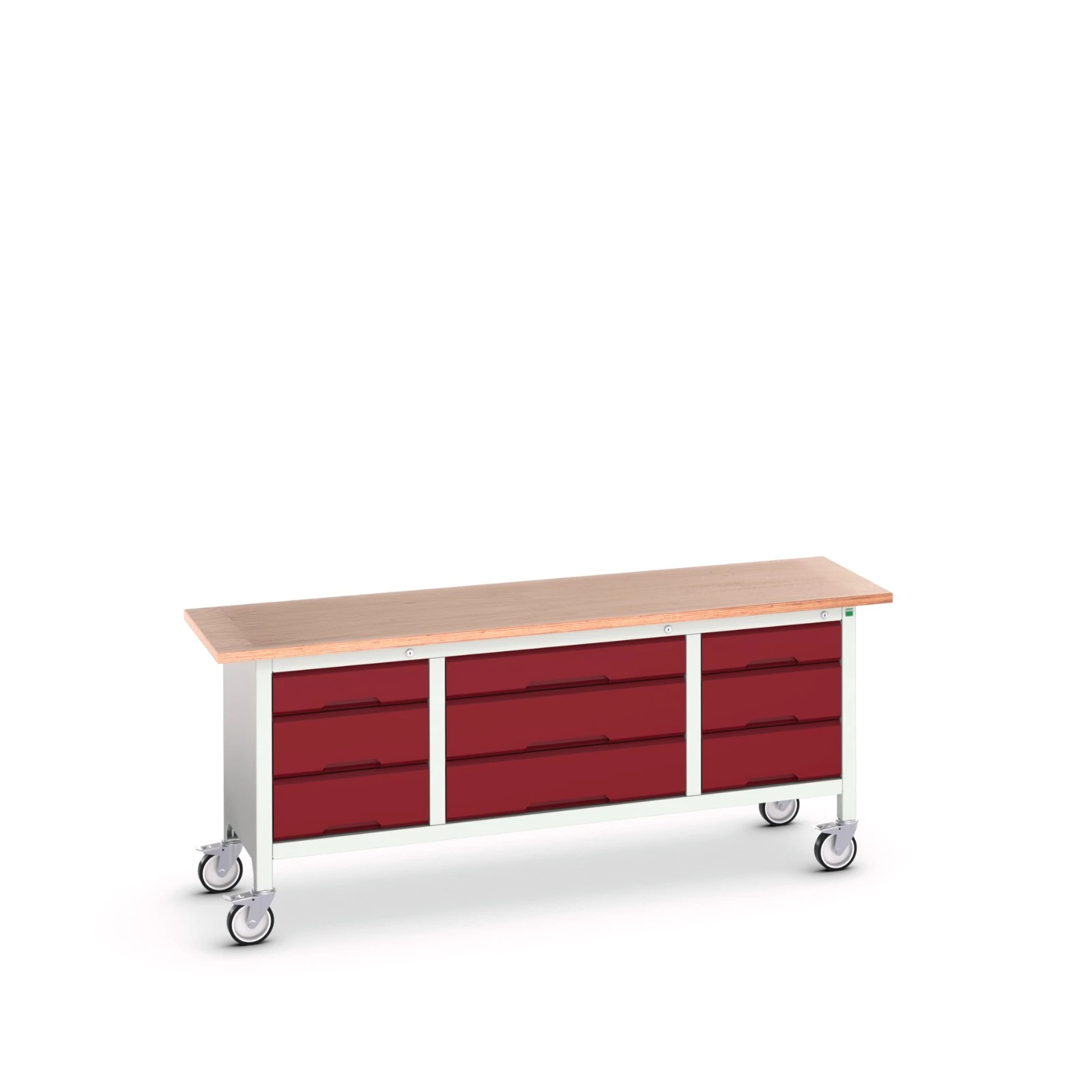 bott Verso verrijdbare werkbank 2000x600x830mm 9 laden Multiplex RAL 3004