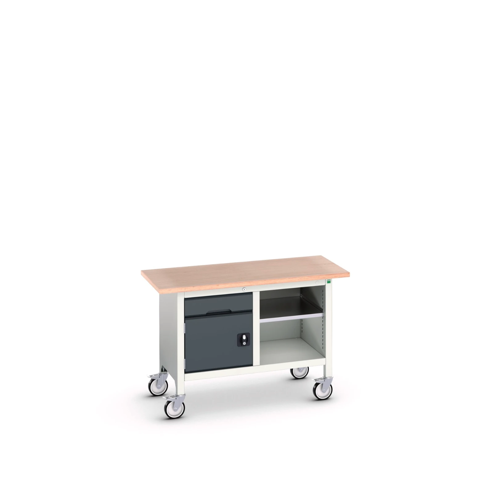 bott Verso verrijdbare werkbank 1250x600x830mm 1 deur 1 lade 1 schap Multiplex RAL 7016