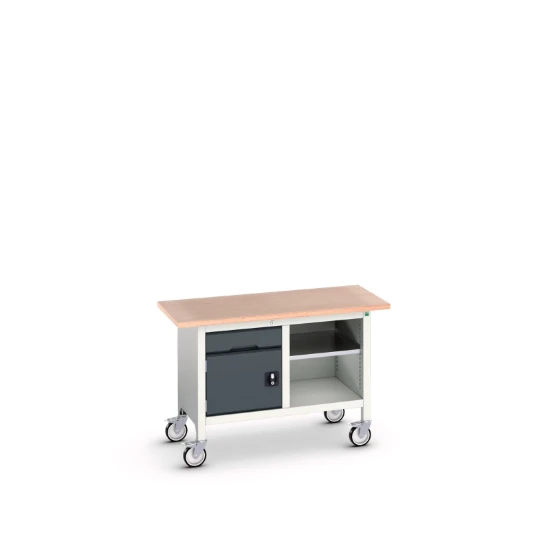 bott Verso verrijdbare werkbank 1250x600x830mm 1 deur 1 lade 1 schap Multiplex RAL 7016