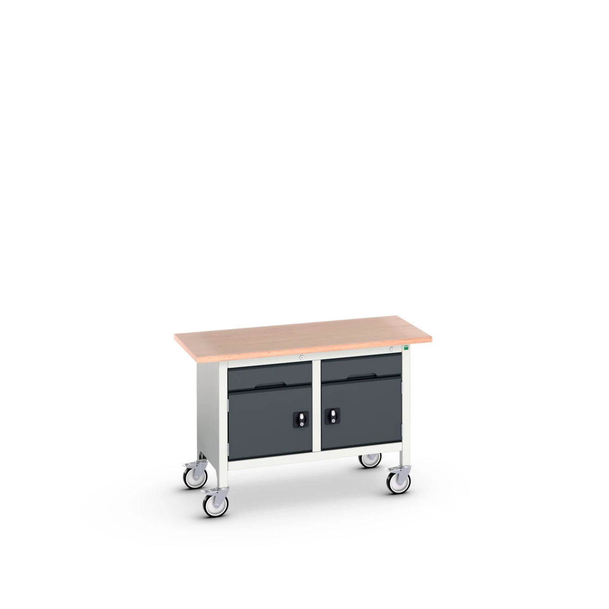 bott Verso verrijdbare werkbank 1250x600x830mm 1 deur 3 laden Multiplex RAL 7016