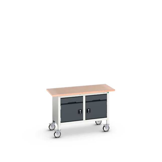 bott Verso verrijdbare werkbank 1250x600x830mm 1 deur 3 laden Multiplex RAL 7016