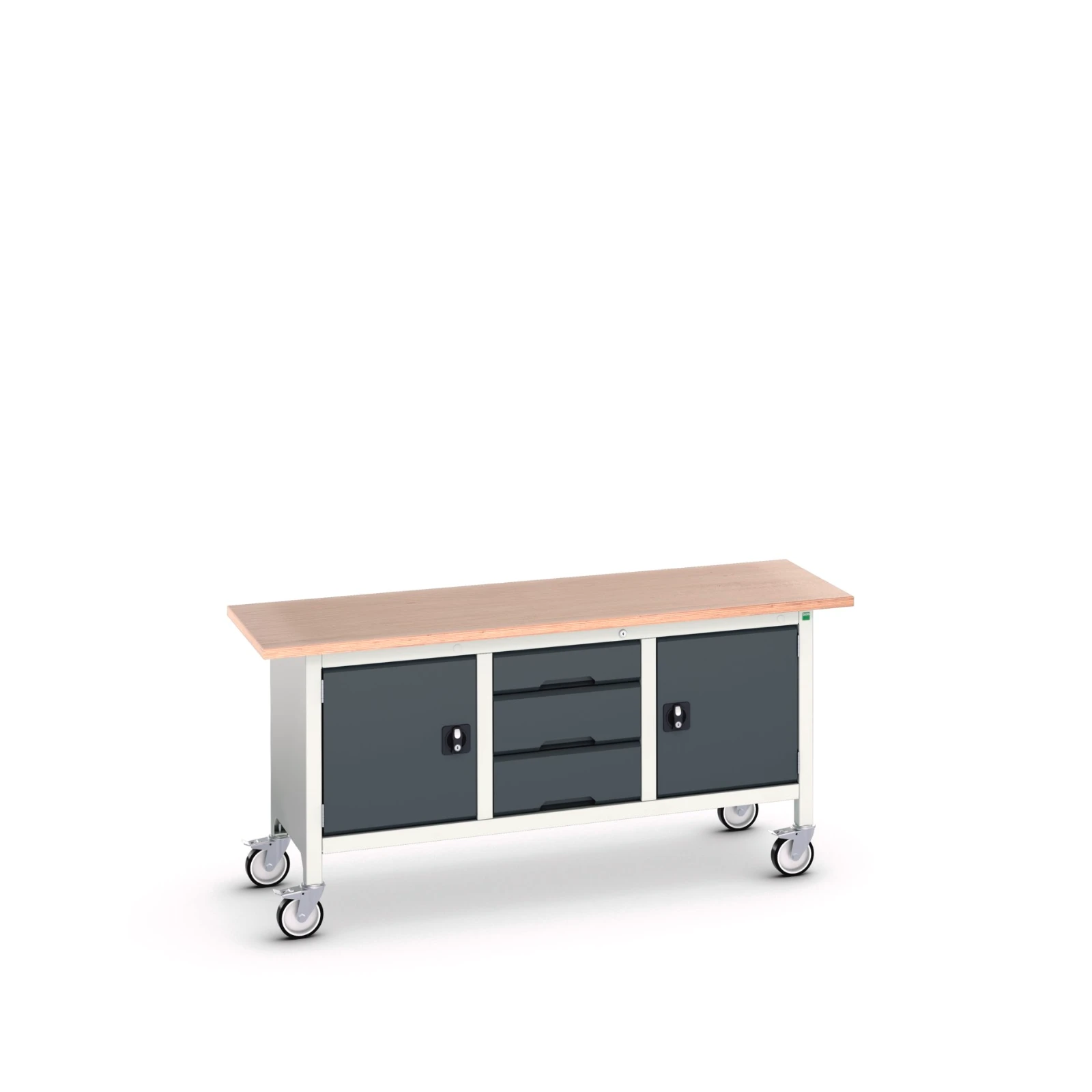bott Verso verrijdbare werkbank 1750x600x830mm 3 laden 2 deuren Multiplex RAL 7016