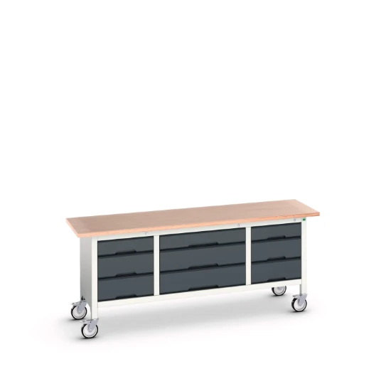 bott Verso verrijdbare werkbank 2000x600x830mm 9 laden Multiplex RAL 7016