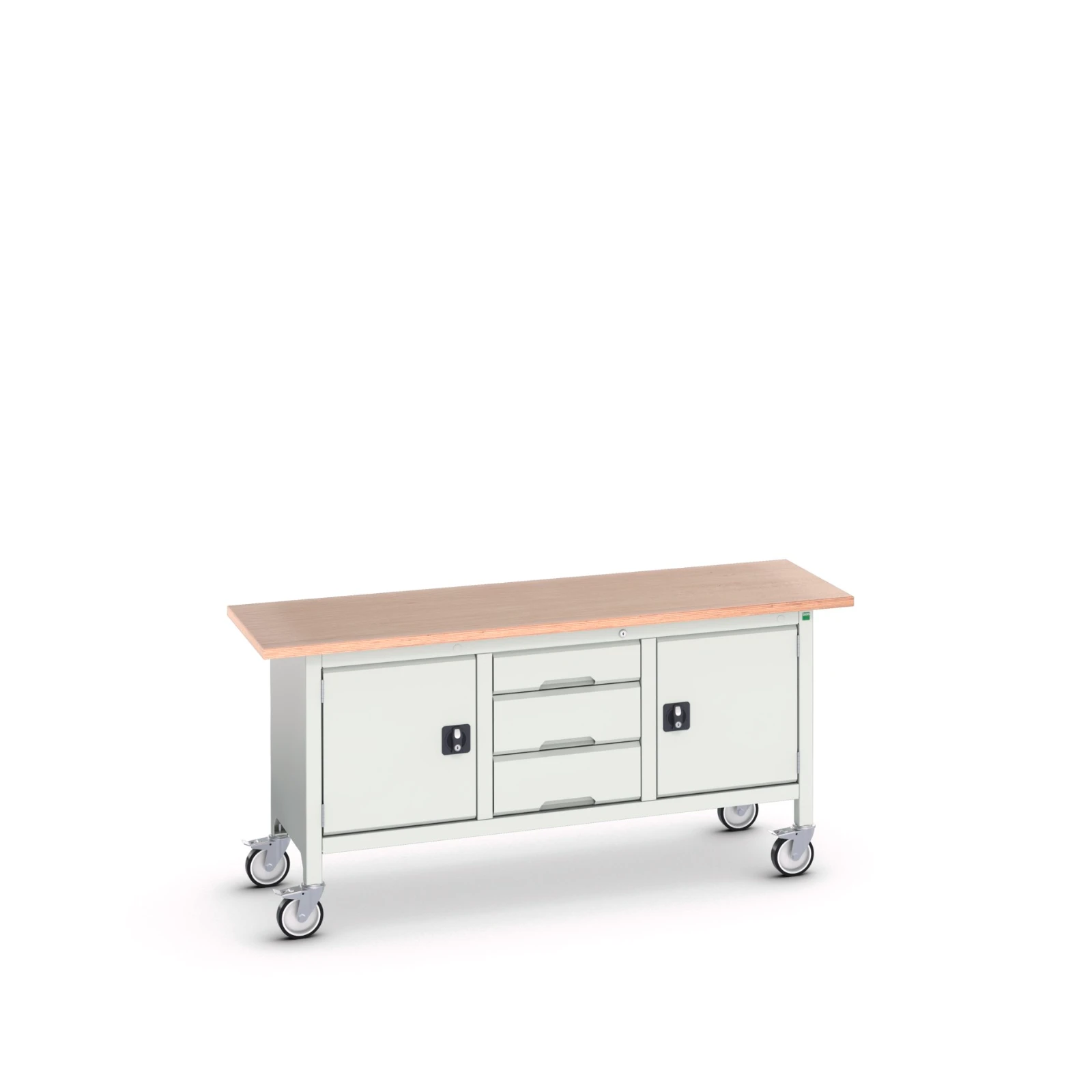 bott Verso verrijdbare werkbank 1750x600x830mm 3 laden 2 deuren Multiplex RAL 7035