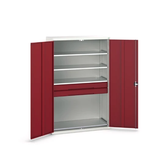 bott Verso systeemkast 1300x550x2000mm 4 legborden 2 lades RAL 3004