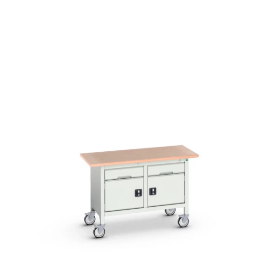 bott Verso verrijdbare werkbank 1250x600x830mm 1 deur 3 laden Multiplex RAL 7035
