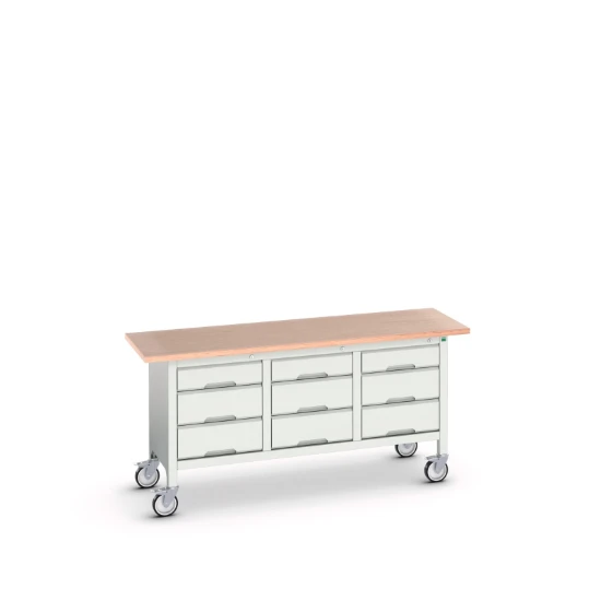 bott Verso verrijdbare werkbank 1750x600x830mm 9 laden Multiplex RAL 7035