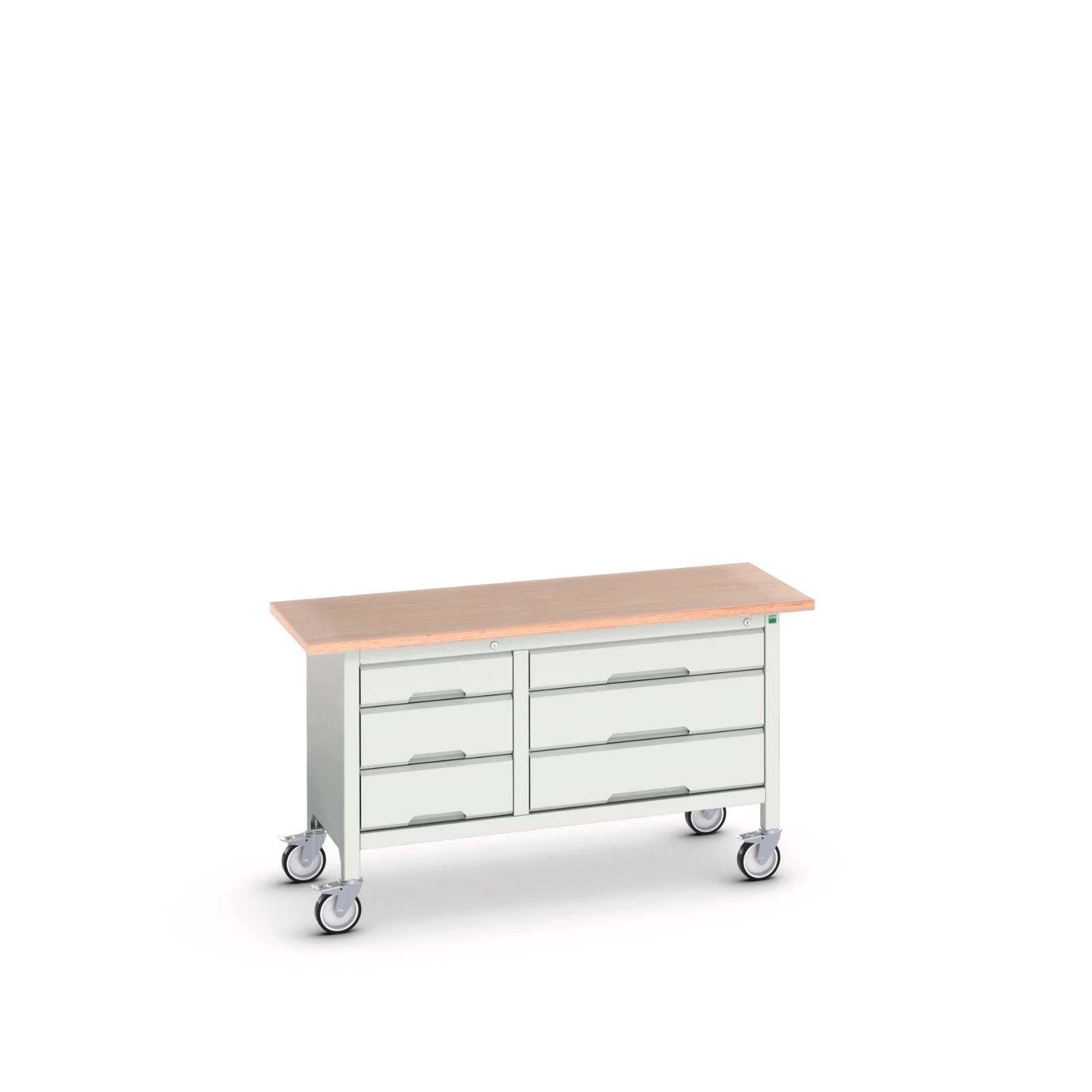 bott Verso verrijdbare werkbank 1500x600x830mm 6 laden Multiplex RAL 7035