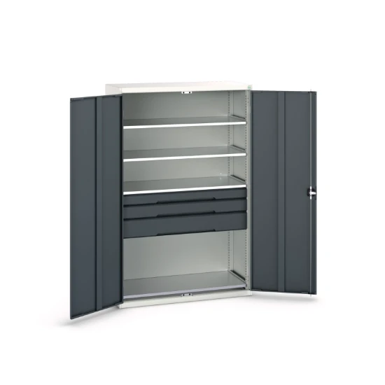 bott Verso systeemkast 1300x550x2000mm 4 legborden 3 lades RAL 7016