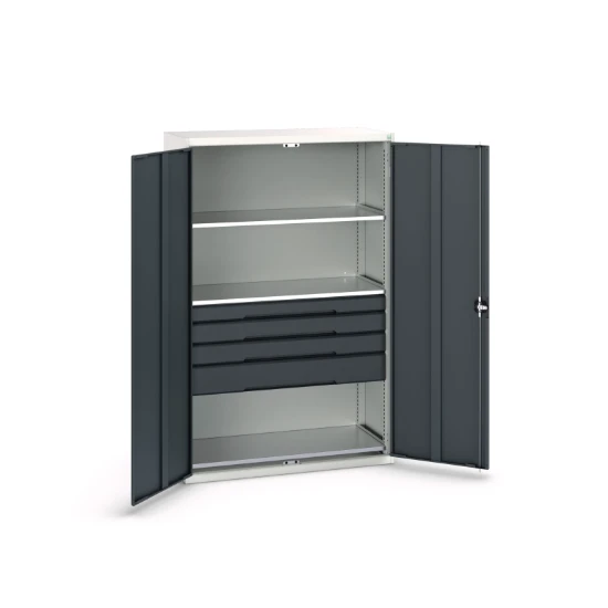 bott Verso systeemkast 1300x550x2000mm 3 legborden 4 lades RAL 7016