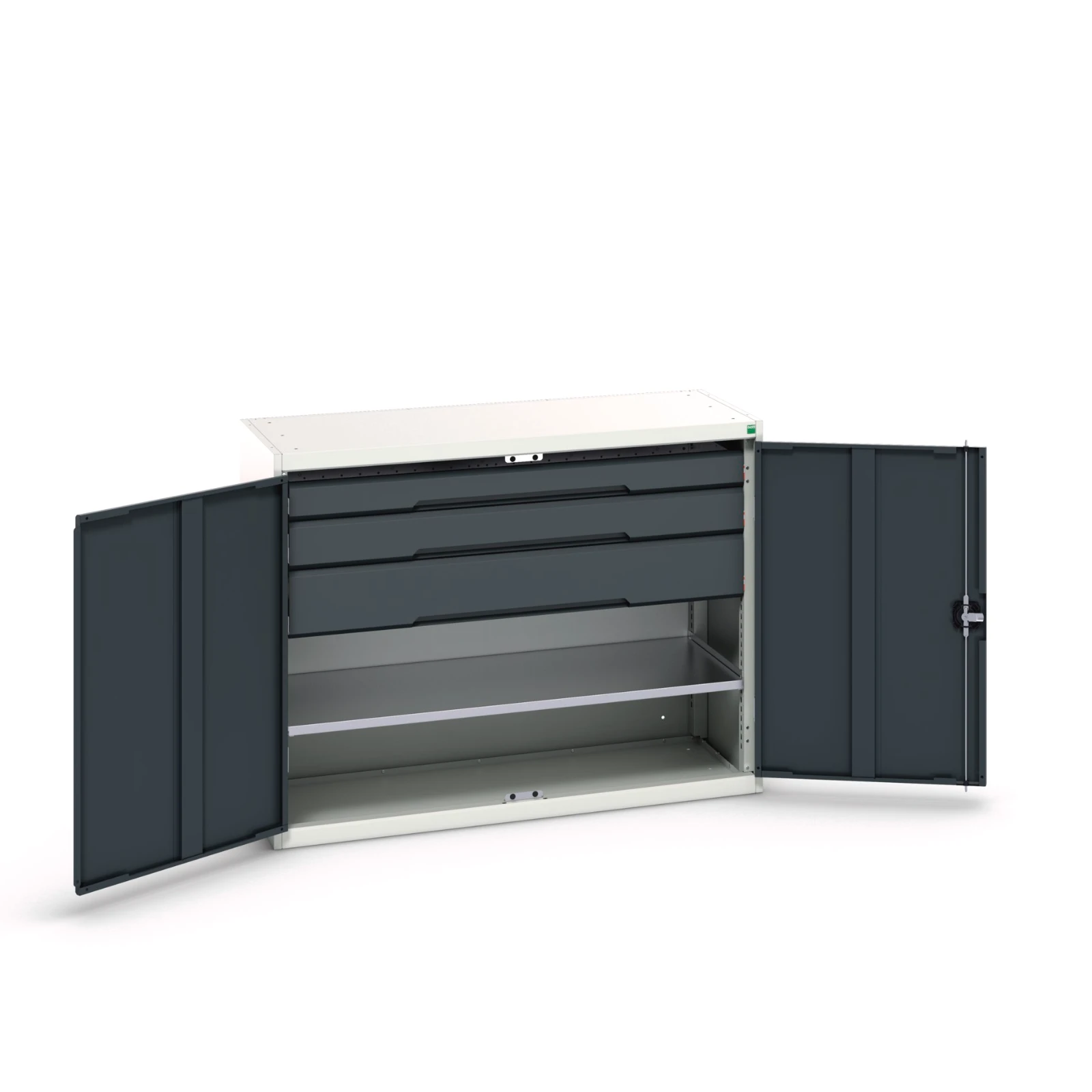 bott Verso systeemkast 1300x550x1000mm 1 legbord 3 laden RAL7016