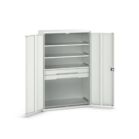 bott Verso systeemkast 1300x550x2000mm 4 legborden 2 lades RAL 7035