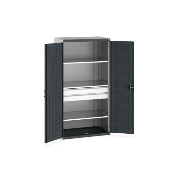 bott Cubio systeemkast 3 legborden 2 laden hoogte 2000 mm RAL 7016