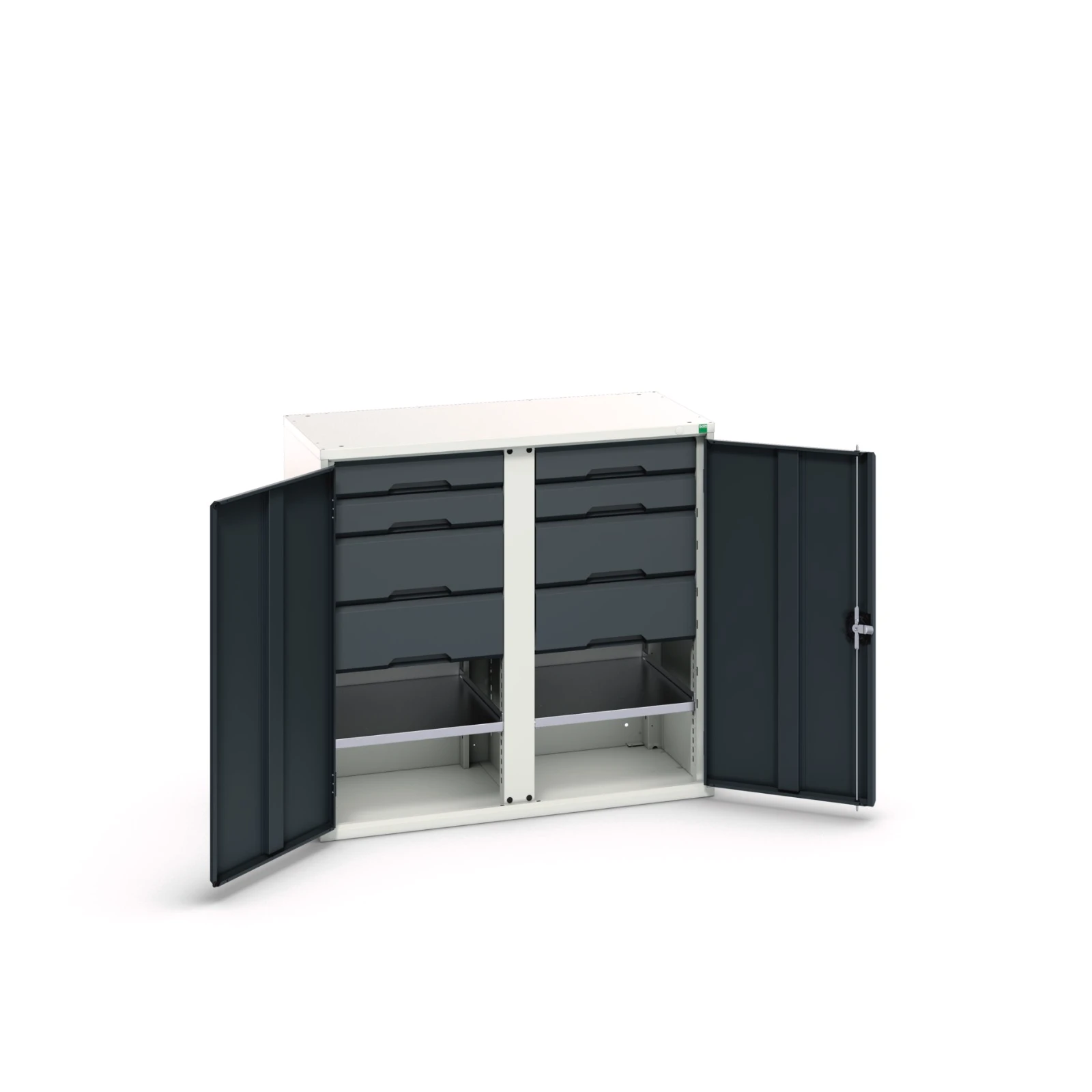 bott Verso systeemkast 1050x550x1000mm 2 legborden 8 lades RAL 7016