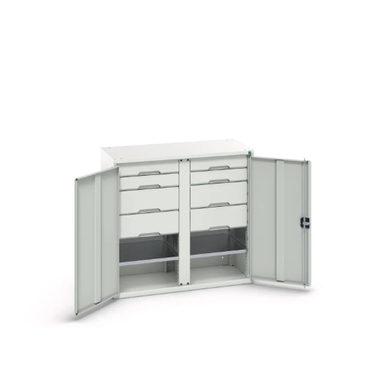 bott Verso systeemkast 1050x550x1000mm 2 legborden 8 lades RAL 7035