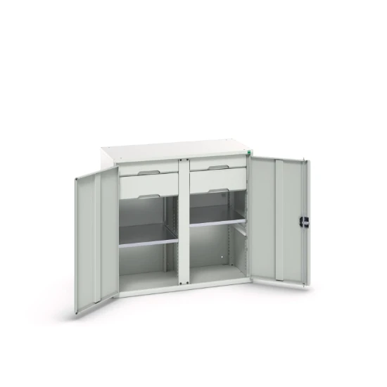bott Verso systeemkast 1050x550x1000mm 2 legborden 4 lades RAL 7035
