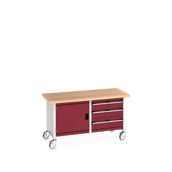 bott Cubio werkbank Multiplex 1 deur 3 laden Breedte 1500 mm RAL 3004