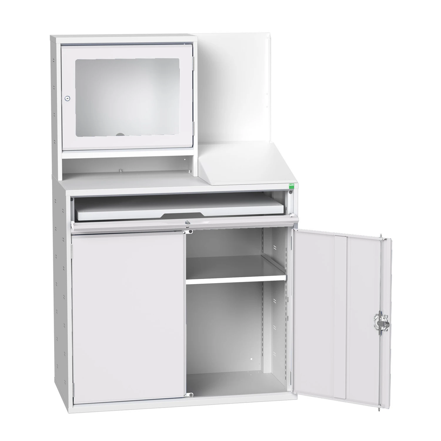 bott Verso computerkast 1050x550x1650mm 1 legbord 1 schuiflade 2 deuren RAL 7035