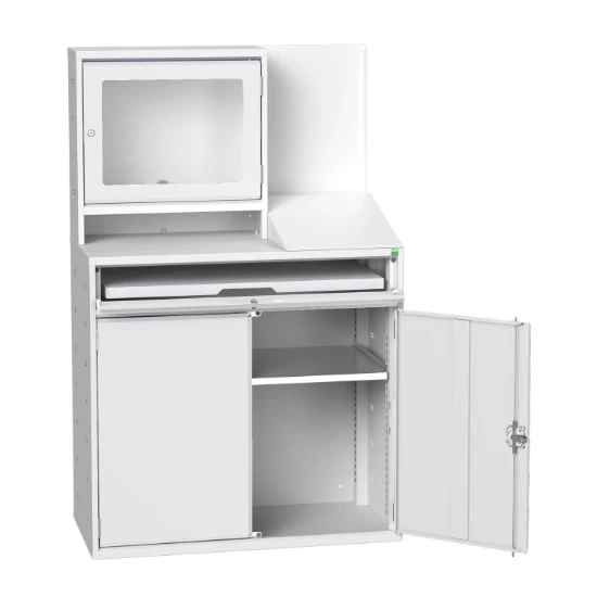 bott Verso computerkast 1050x550x1650mm 1 legbord 1 schuiflade 2 deuren RAL 7035