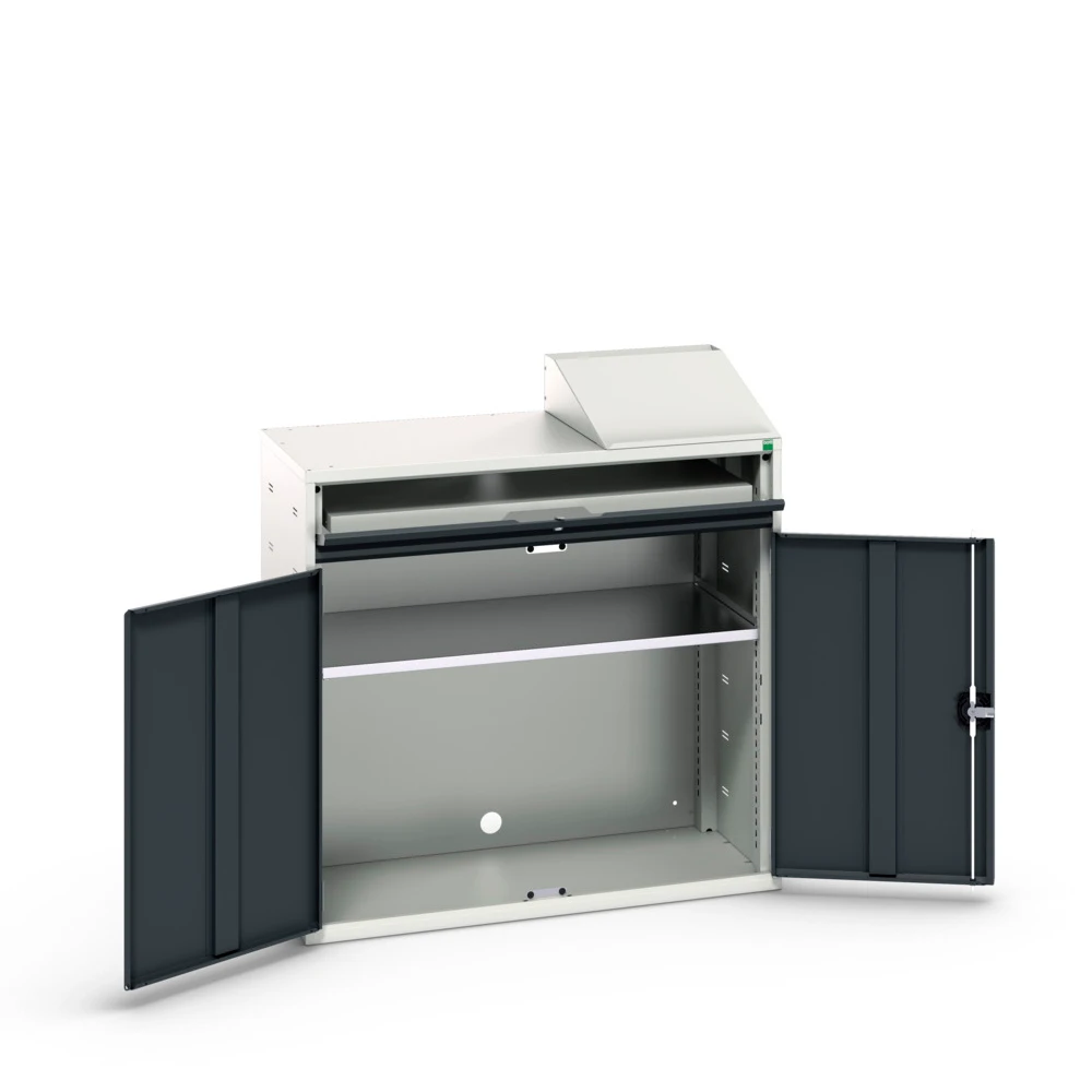 bott Verso computerkast 1050x550x1130mm 1 legbord 1 schuiflade 2 deuren RAL 7016