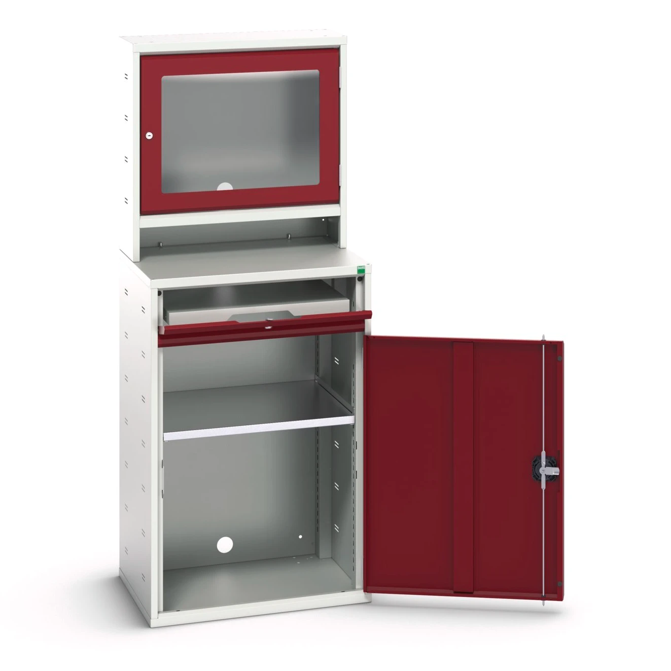 bott Verso computerkast 650x550x1650mm 1 legbord 1 schuiflade 1 deur RAL 3004